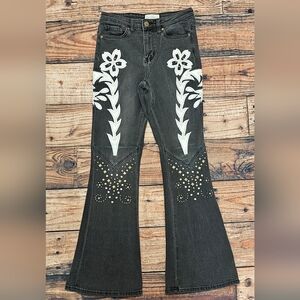 Austin Landing Western Studded Embroidered Flare Jeans Women's Size 3/26